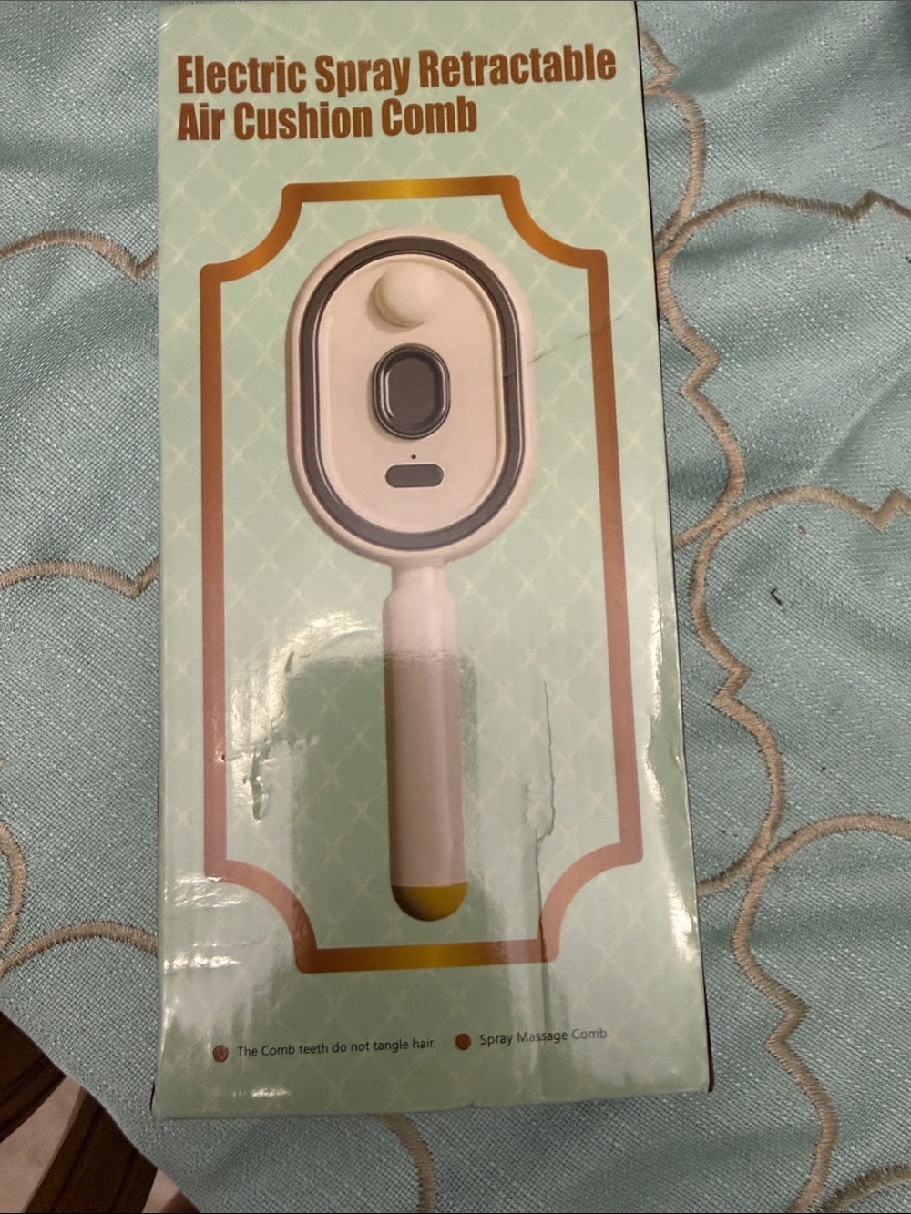 Electric Spray Retractable Air Cushion  Comb - White and Yellow